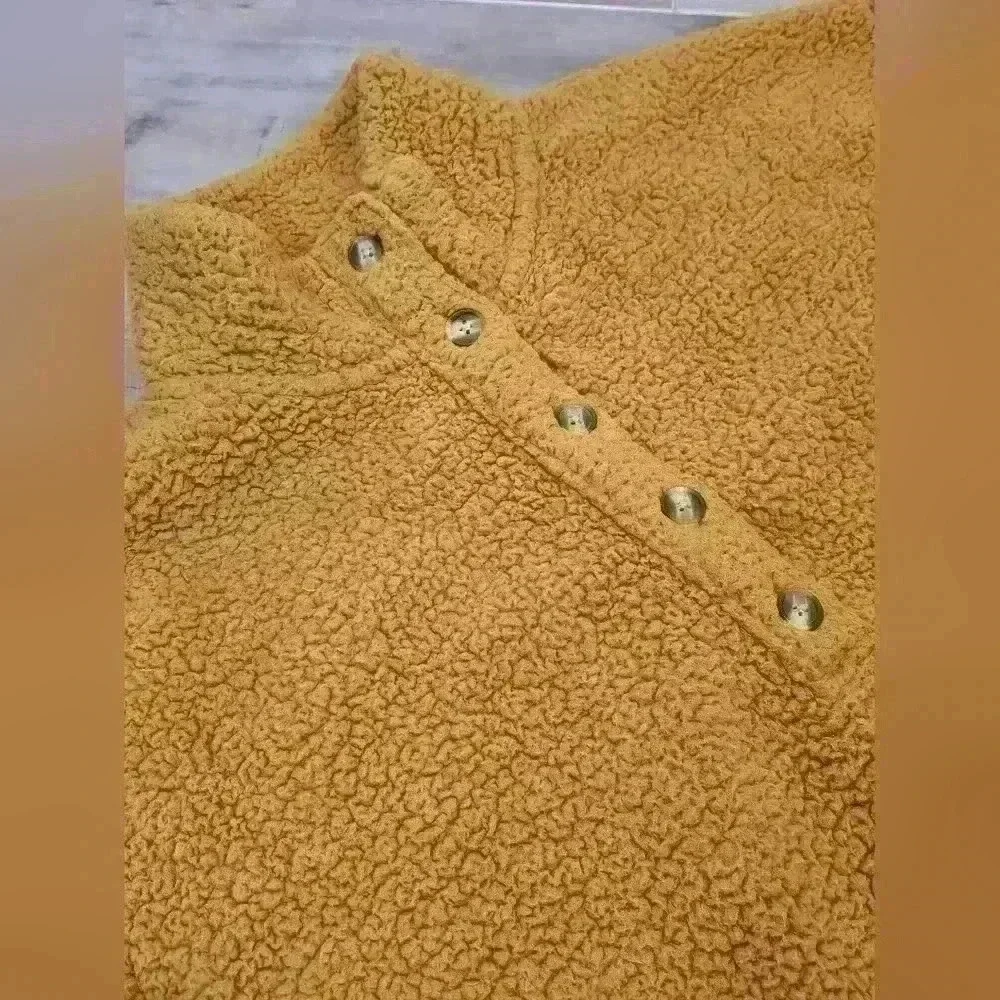 Aerie Sherpa Fleece Teddy 3/4 Button-Up Sweater.